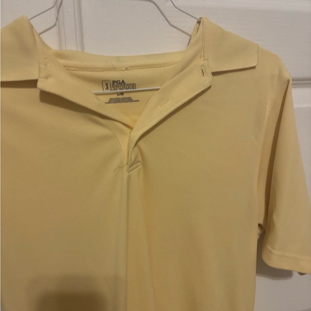 PGA Tour Polo Shirt Men's LG Yellow Pro Series Golf Polyester Athleisure - Picture 4 of 13